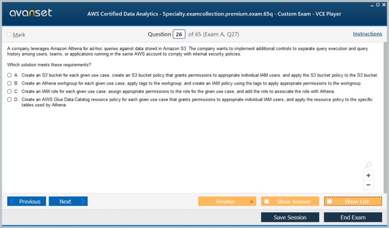 AWS Certified Data Analytics - Specialty Premium VCE Screenshot #3